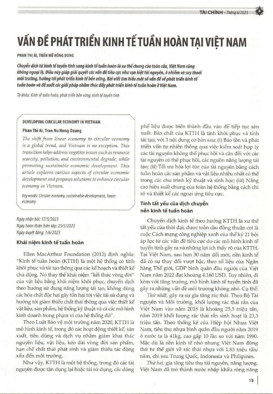 Vấn đề phát triển kinh tế tuần hoàn tại Việt Nam