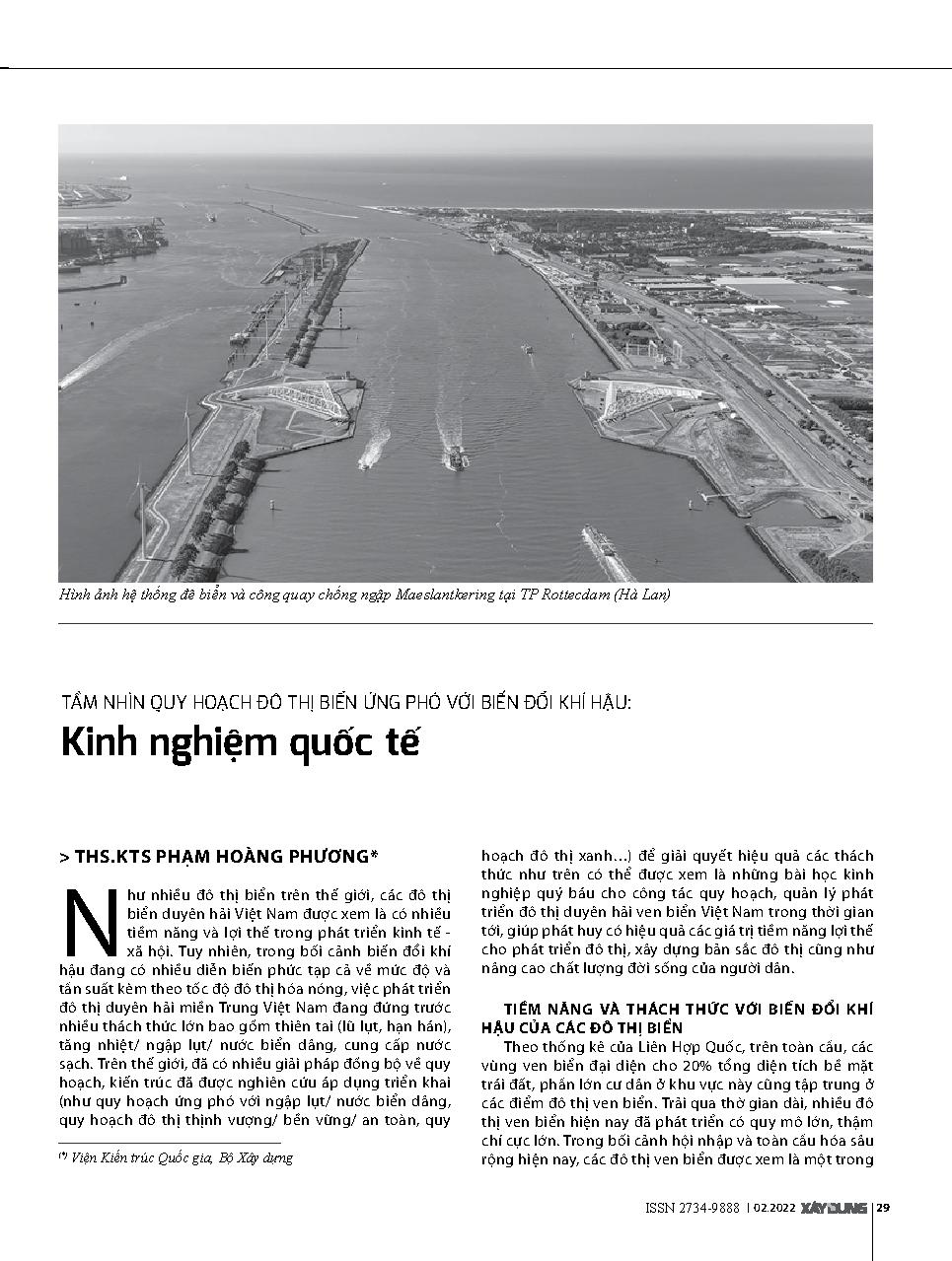Tầm nhìn quy hoạch đô thị biển ứng phó với biến đổi khí hậu: Kinh nghiệm quốc tế