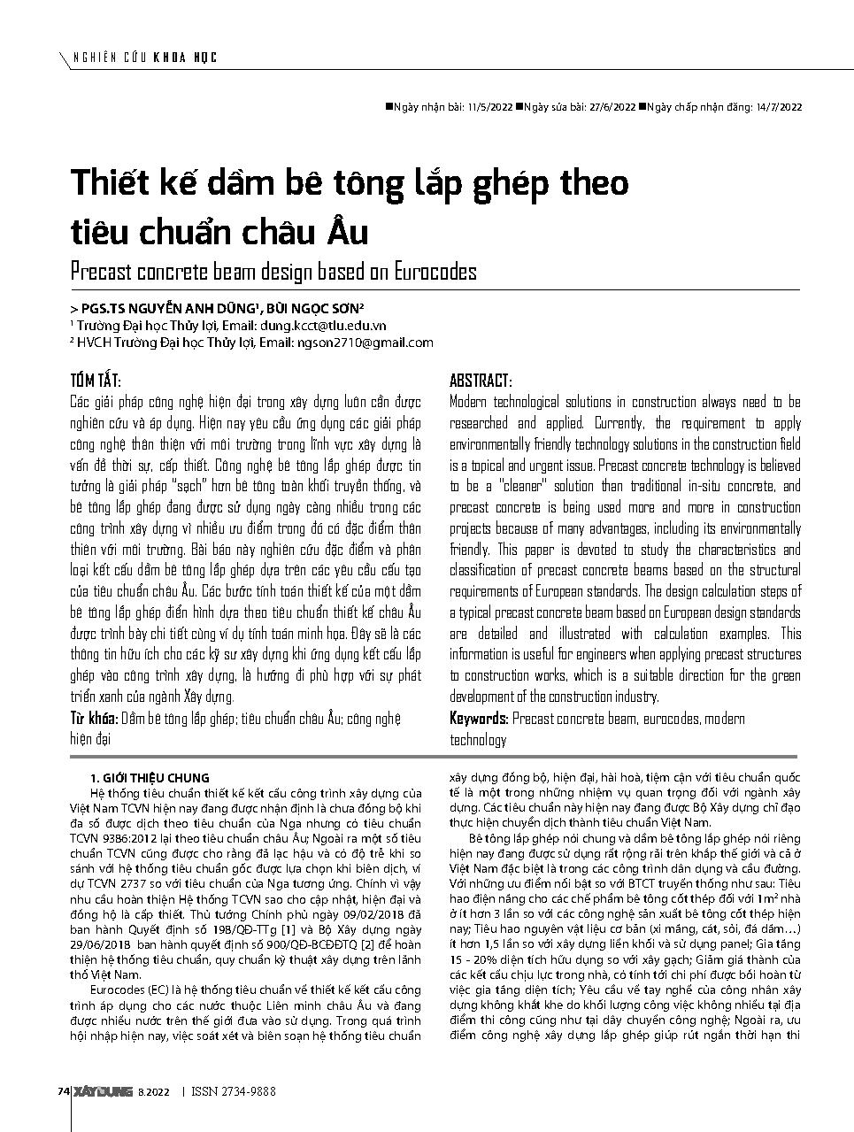 Thiết kế dầm bê tông lắp ghép theo tiêu chuẩn châu Âu = Precast concrete beam design based on Eurocodes