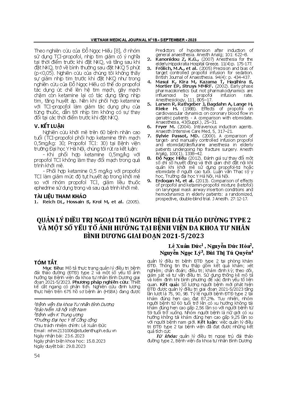Quản lý điều trị ngoại trú người bệnh đái tháo đường type 2 và một số yếu tố ảnh hưởng tại Bệnh viện Đa khoa tư nhân Bình Dương giai đoạn 2021-5/2023 = Management of out-stop treatment of people with type 2 diabetes and some factors affecting at Binh Duon