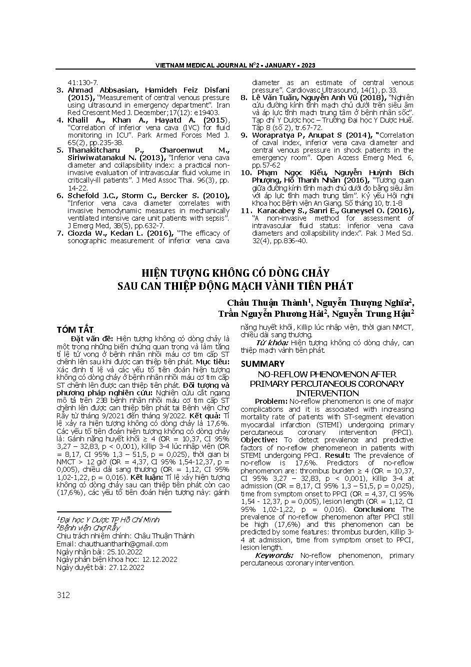 Hiện tượng không có dòng chảy sau can thiệp động mạch vành tiên phát = No-reflow phenomenon after primary percutaneous coronary intervention