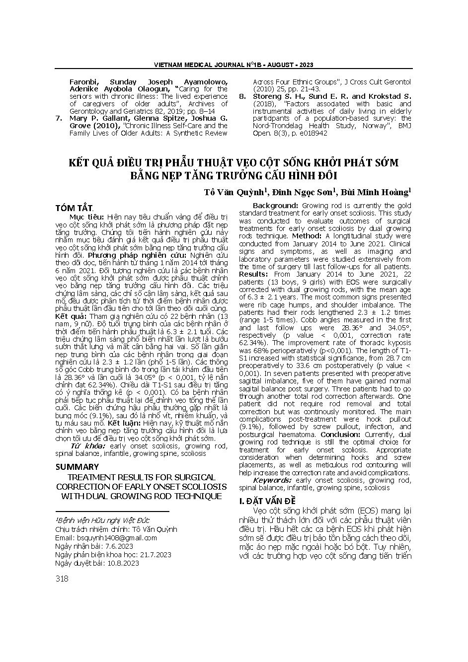 Kết quả điều trị phẫu thuật vẹo cột sống khởi phát sớm bằng nẹp tăng trưởng cấu hình đôi