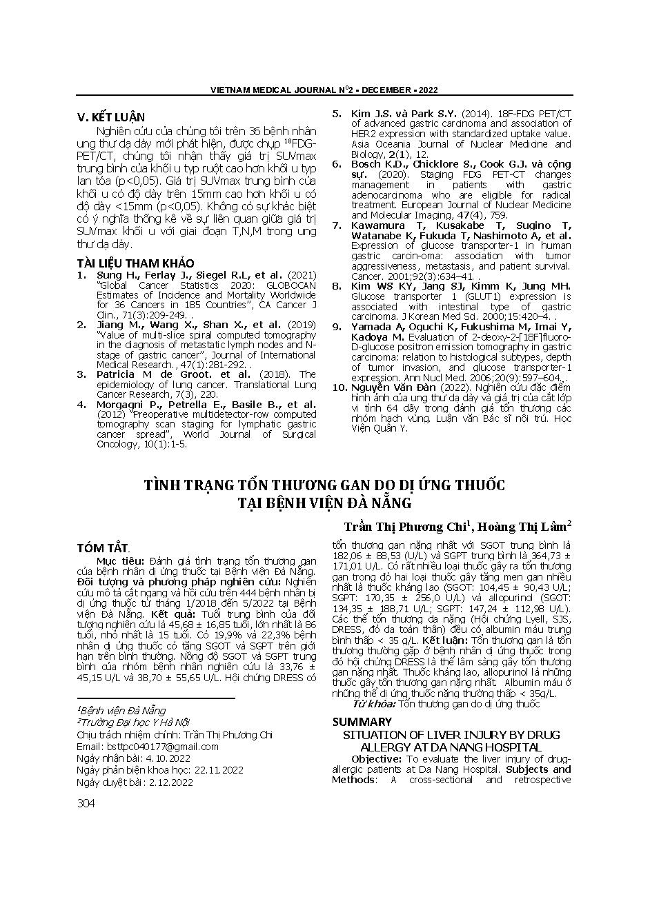 Tình trạng tổn thương gan do dị ứng thuốc tại Bệnh viện Đà Nẵng = Situation of liver injury by drug allergy at Da Nang hospital