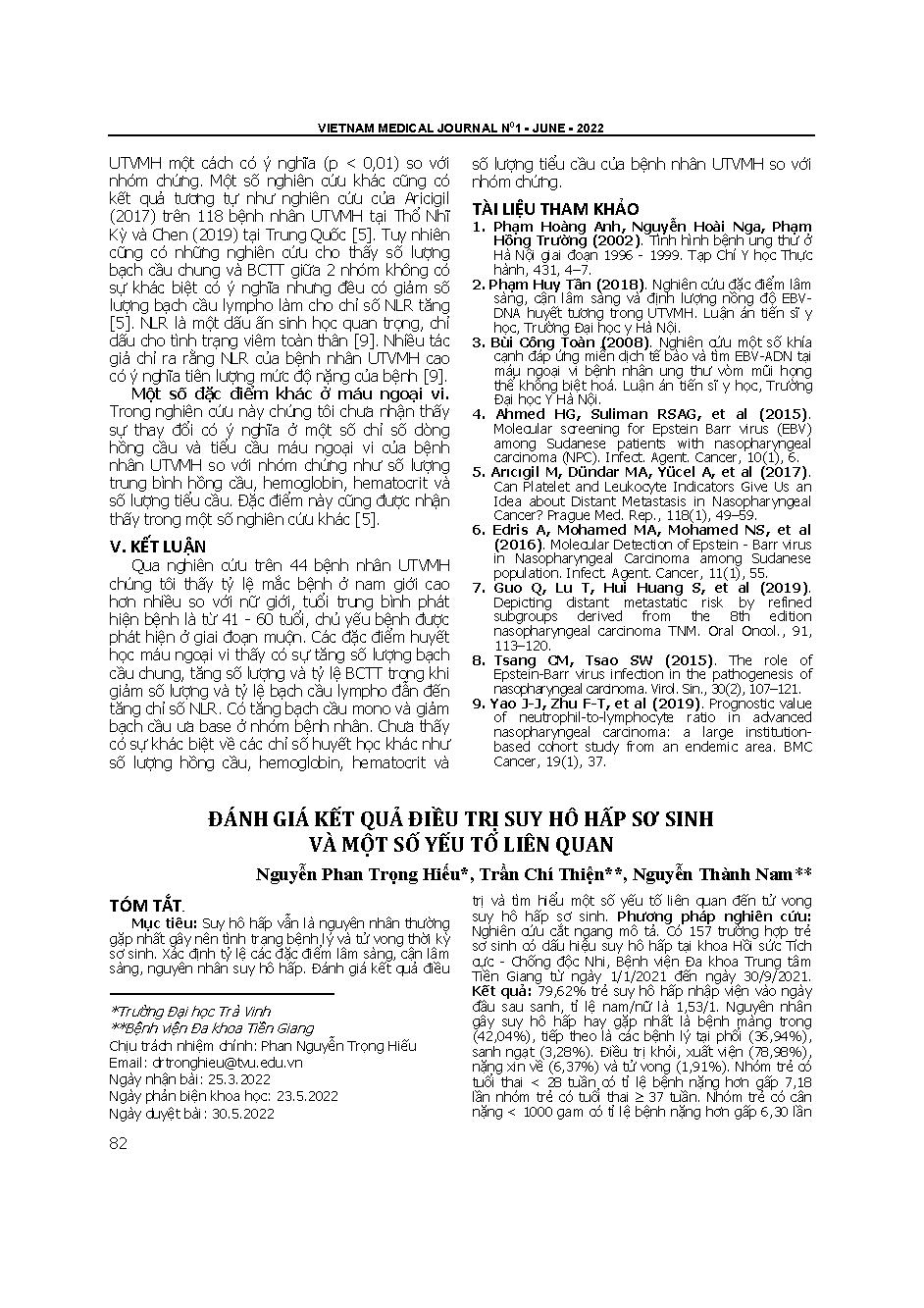 Đánh giá kết quả điều trị suy hô hấp sơ sinh và một số yếu tố liên quan = Assessment of the results of treatment neonatal acute respiratory disorder and some factors related