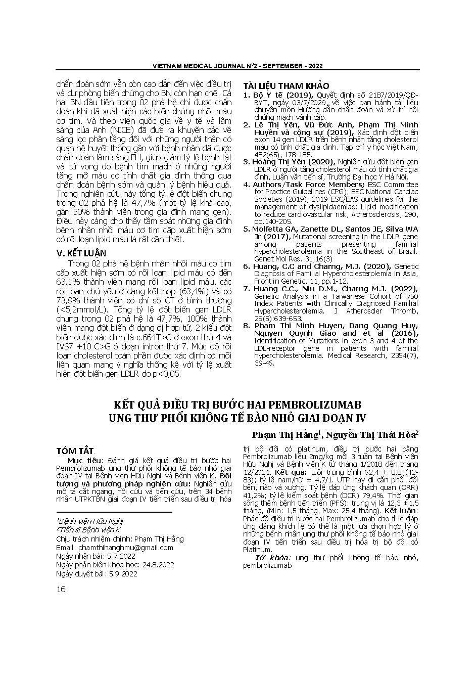 Kết quả điều trị bước hai pembrolizumab ung thư phổi không tế bào nhỏ giai đoạn IV