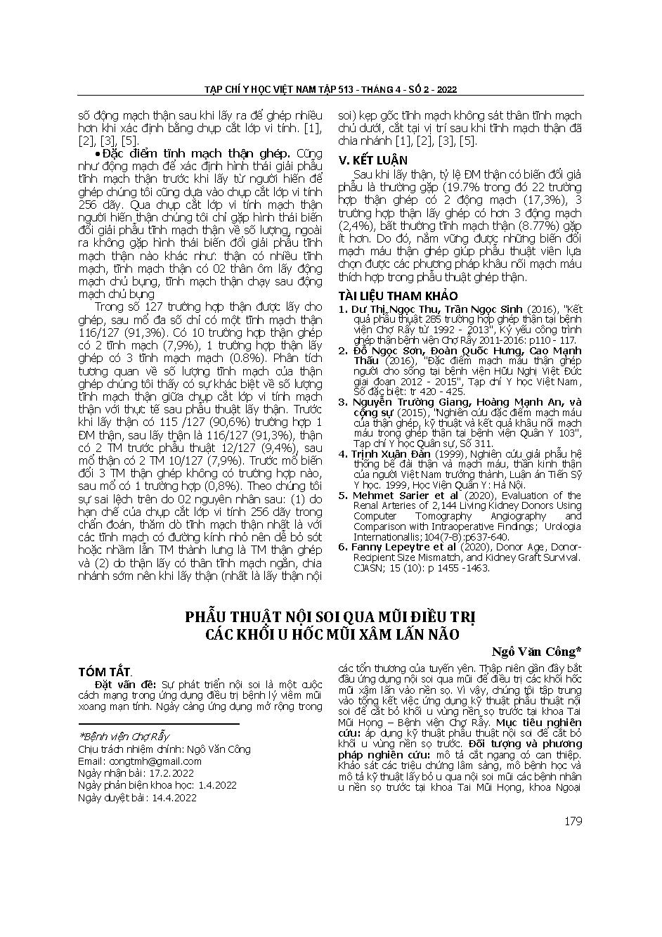 Phẫu thuật nội soi qua mũi điều trị các khối u hốc mũi xâm lấn não = Endoscopic endonasal surgery for treatment nostril tumors invading into brain