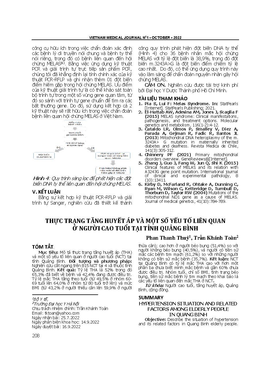 Thực trạng tăng huyết áp và một số yếu tố liên quan ở người cao tuổi tại tỉnh Quảng Bình = Hypertension situation and related factors among elderly people in Quang Binh