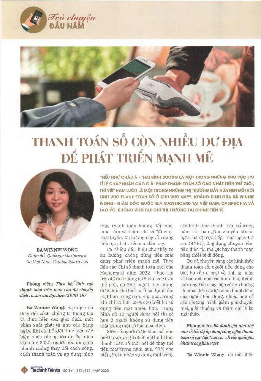 Thanh toán số còn nhiều dư địa để tiếp tục phát triển mạnh mẽ tại Việt Nam = Digital payment still has a lot of space for further development in Vietnam