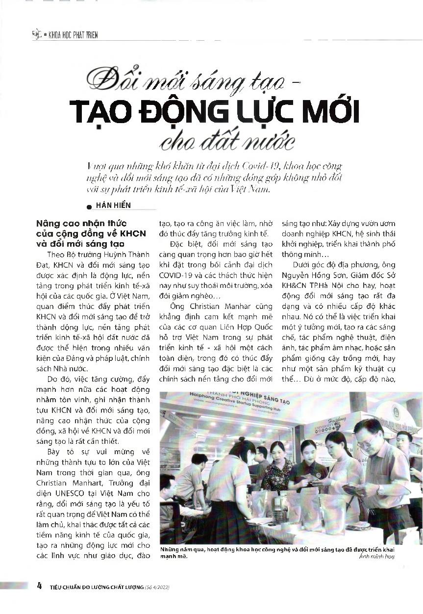 Đổi mới sáng tạo - tạo động lực mới cho đất nước = Innovation - creating new impetus for the country