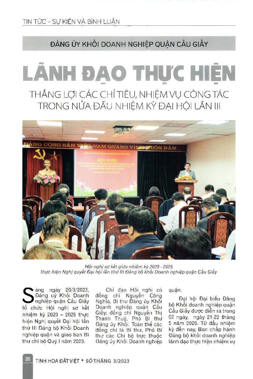 Lãnh đạo thực hiện thắng lợi các chỉ tiêu, nhiệm vụ công tác trong nửa đầu nhiệm kỳ đại hội lần III