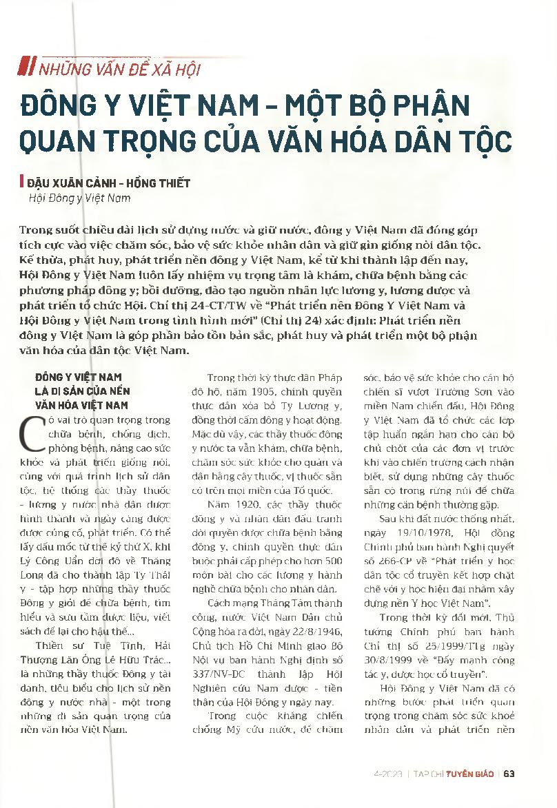 Đông y Việt Nam - một bộ phận ọuan trọng của văn hóa dân tộc