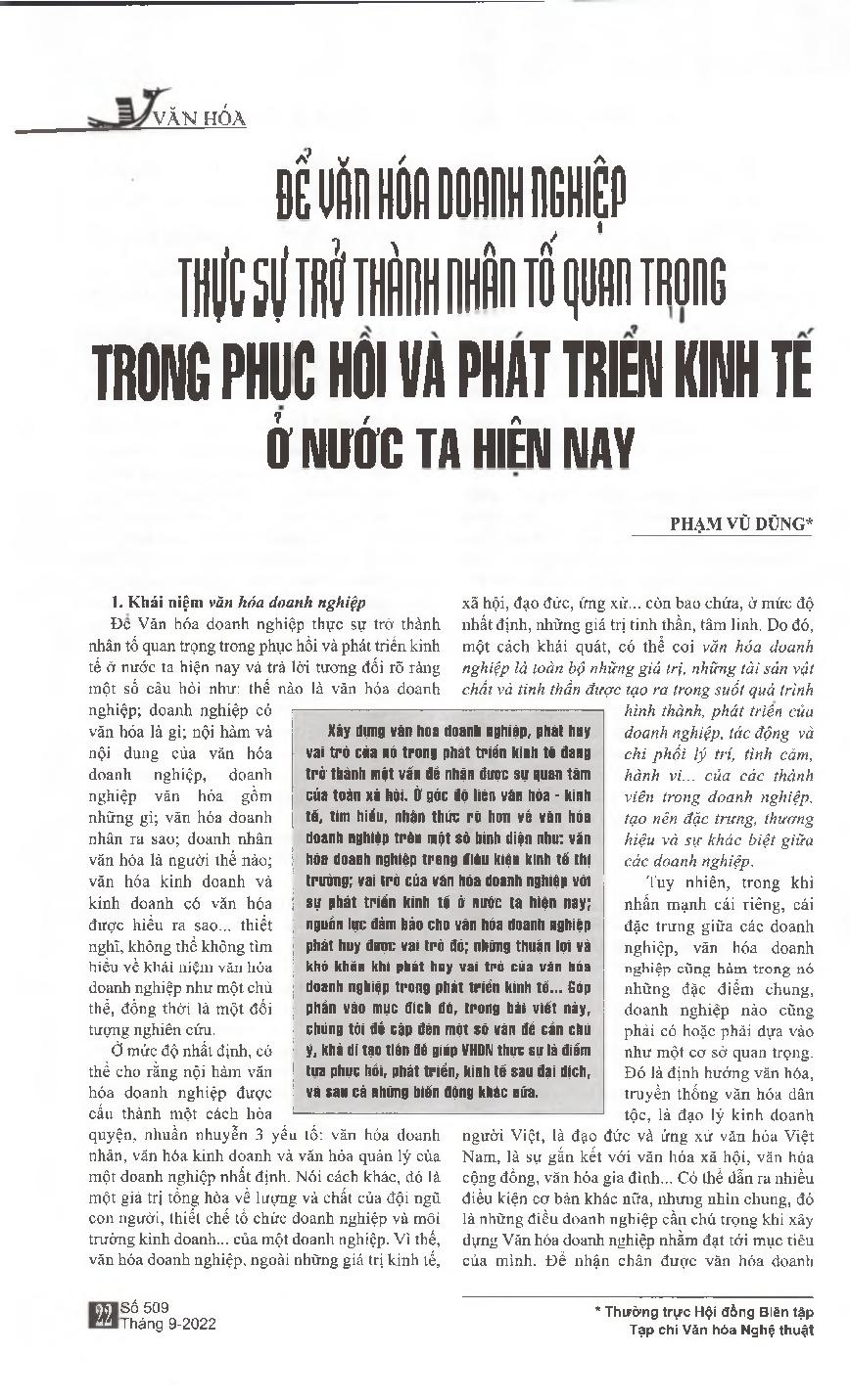 Để văn hóa doanh nghiệp thực sự trở thành nhân tố quan trọn trong phục hồi và phát triển kinh tế ở nước ta đến nay
