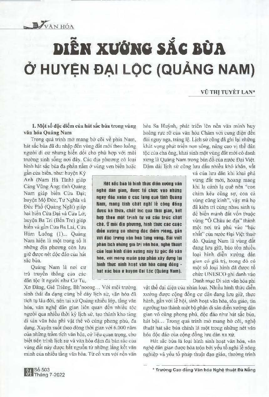 Diễn xướng sắc bùa ở huyện Đại Lộc (Quảng Nam) = Performing charms in Dai Loc district (Quang Nam)