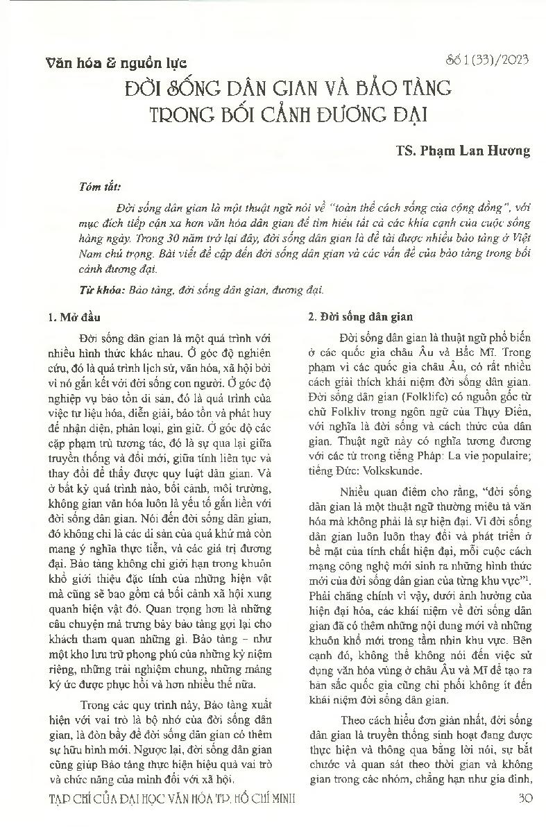 Đời sống dân gian và bảo tàng trong bối cảnh đương đại