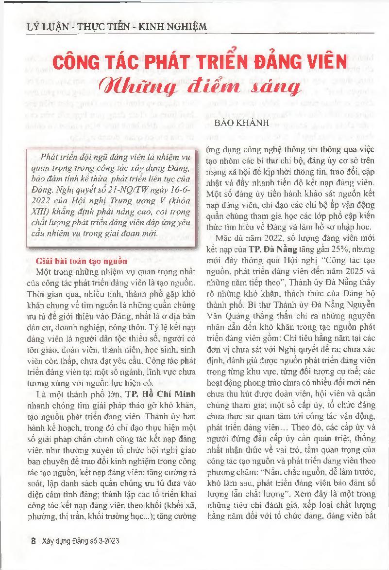 Công tác phát triển đảng viên những điểm sáng