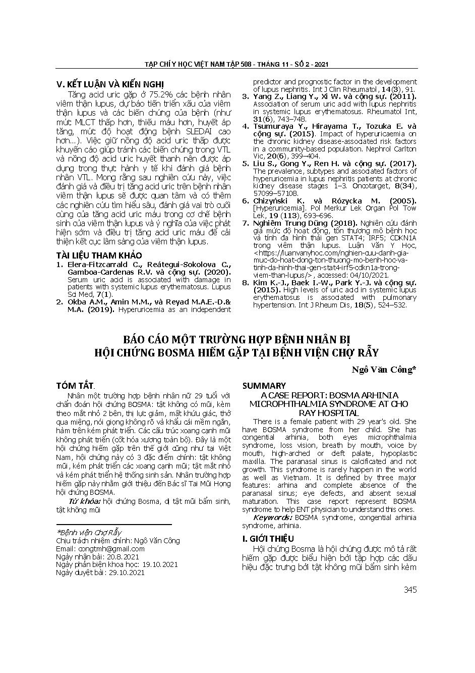 Báo cáo một trường hợp bệnh nhân bị hội chứng Bosma hiếm gặp tại Bệnh viện Chợ Rẫy = A case report: Bosma arhinia microphthalmia syndrome at Cho Ray hospital