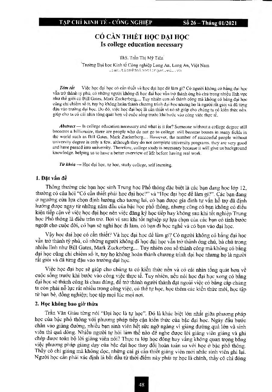 Có cần thiết học đại học = Is college education necessary