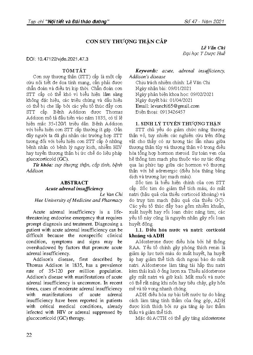 Cơn suy thượng thận cấp = Acute adrenal insufficiency