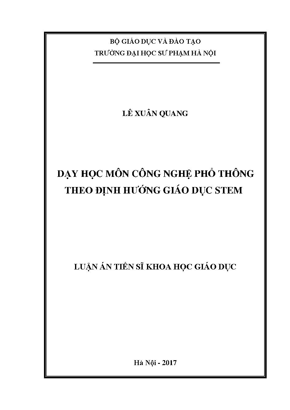 Dạy học môn Công nghệ phổ thông theo định hướng giáo dục STEM