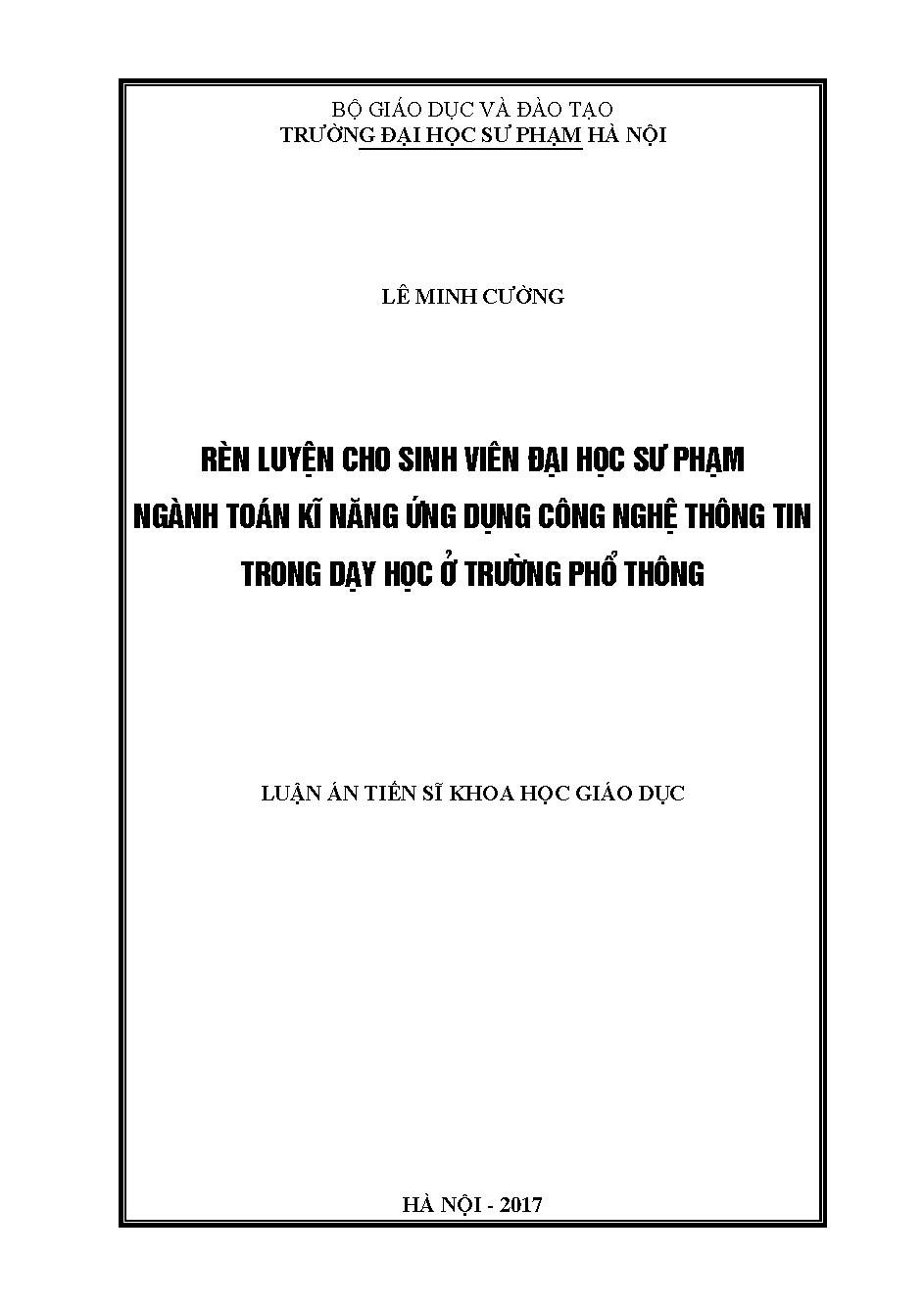 Rèn luyện cho sinh viên đại học sư phạm ngành toán kĩ năng ứng dụng công nghệ thông tin trong dạy học ở trường phổ thông