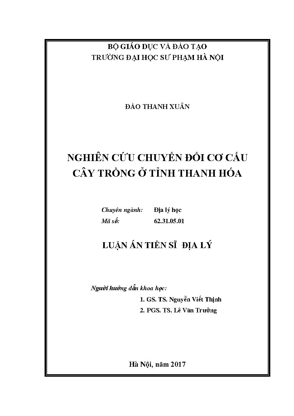  Nghiên cứu chuyển đổi cơ cấu cây trồng ở tỉnh Thanh Hóa