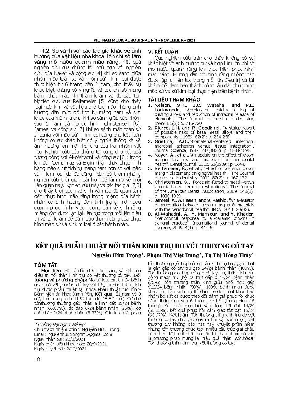 Kết quả phẫu thuật nối thần kinh trụ do vết thương cổ tay = Results ulnar nerve repair in wrist injuries