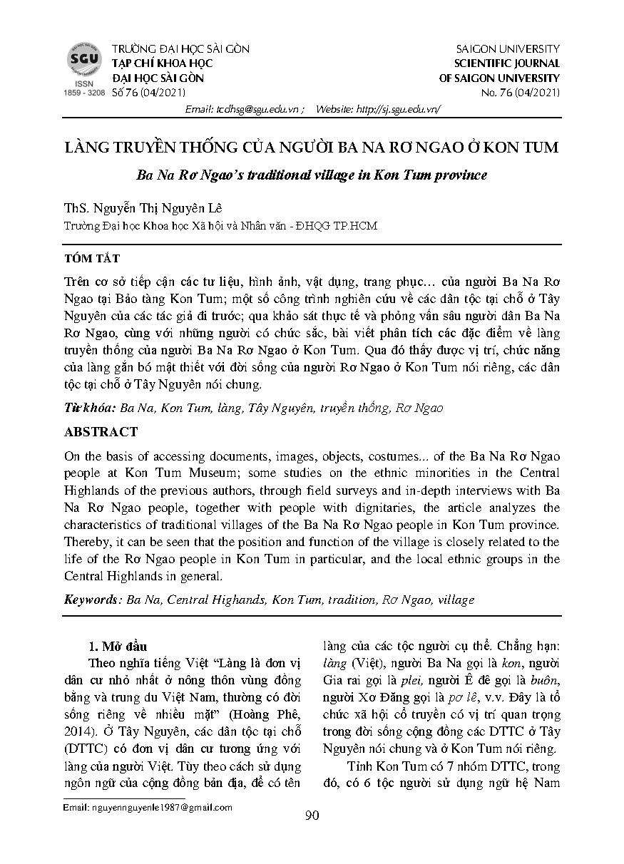 Làng truyền thống của người Ba Na Rơ Ngao ở Kon Tum = Ba Na Ro Ngao’s traditional village in Kon Tum province