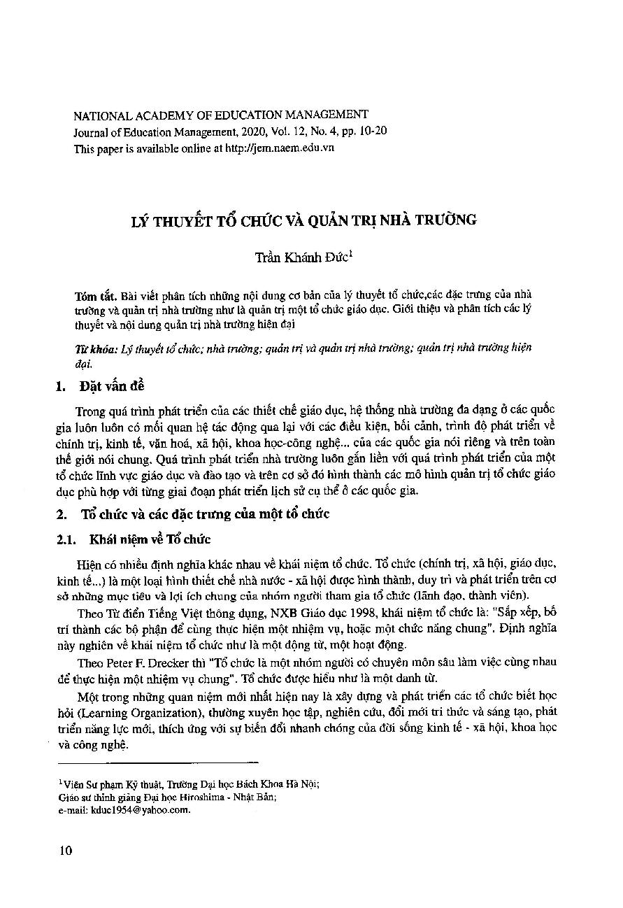 Lý thuyết tổ chức và quản trị nhà trường = Organization theories and school governance