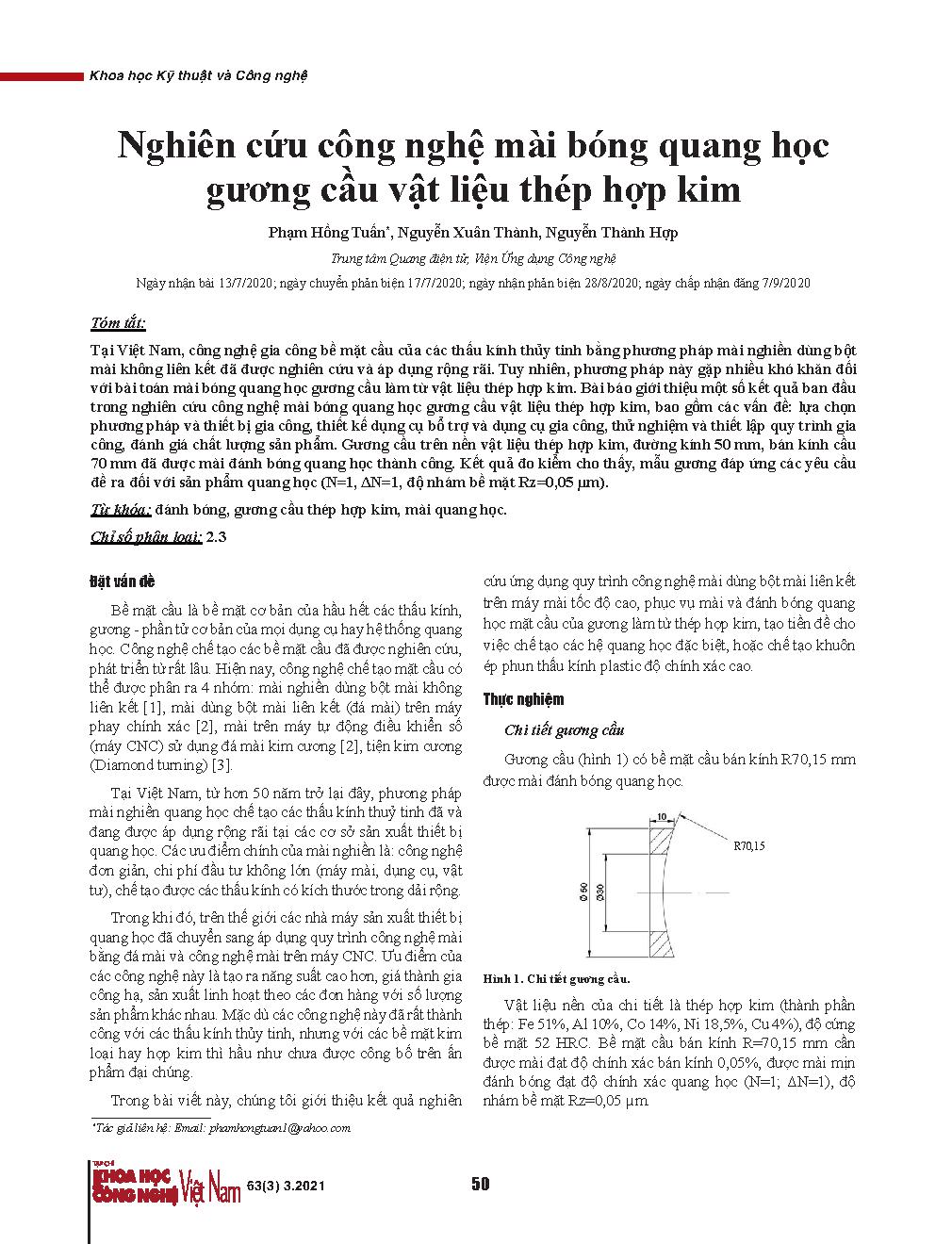 Nghiên cứu công nghệ mài bóng quang học gương cầu vật liệu thép hợp kim = Research on the optical grinding and polishing technology of spherical mirror based on alloy steel materials