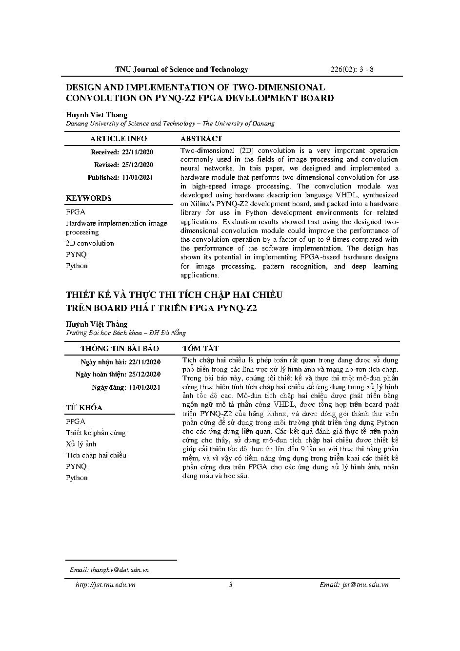 Thiết kế và thực thi tích chập hai chiều trên board phát triển fpga pynq-z2 = Design and implementation of two-dimensional convolution on pynq-z2 fpga development board
