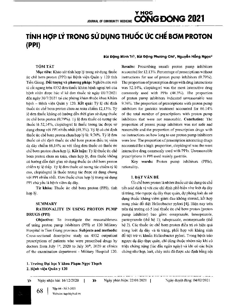 Tính hợp lý trong sử dụng thuốc ức chế bơm proton (PPI) = Rationality in using proton pump drugs (PPI)