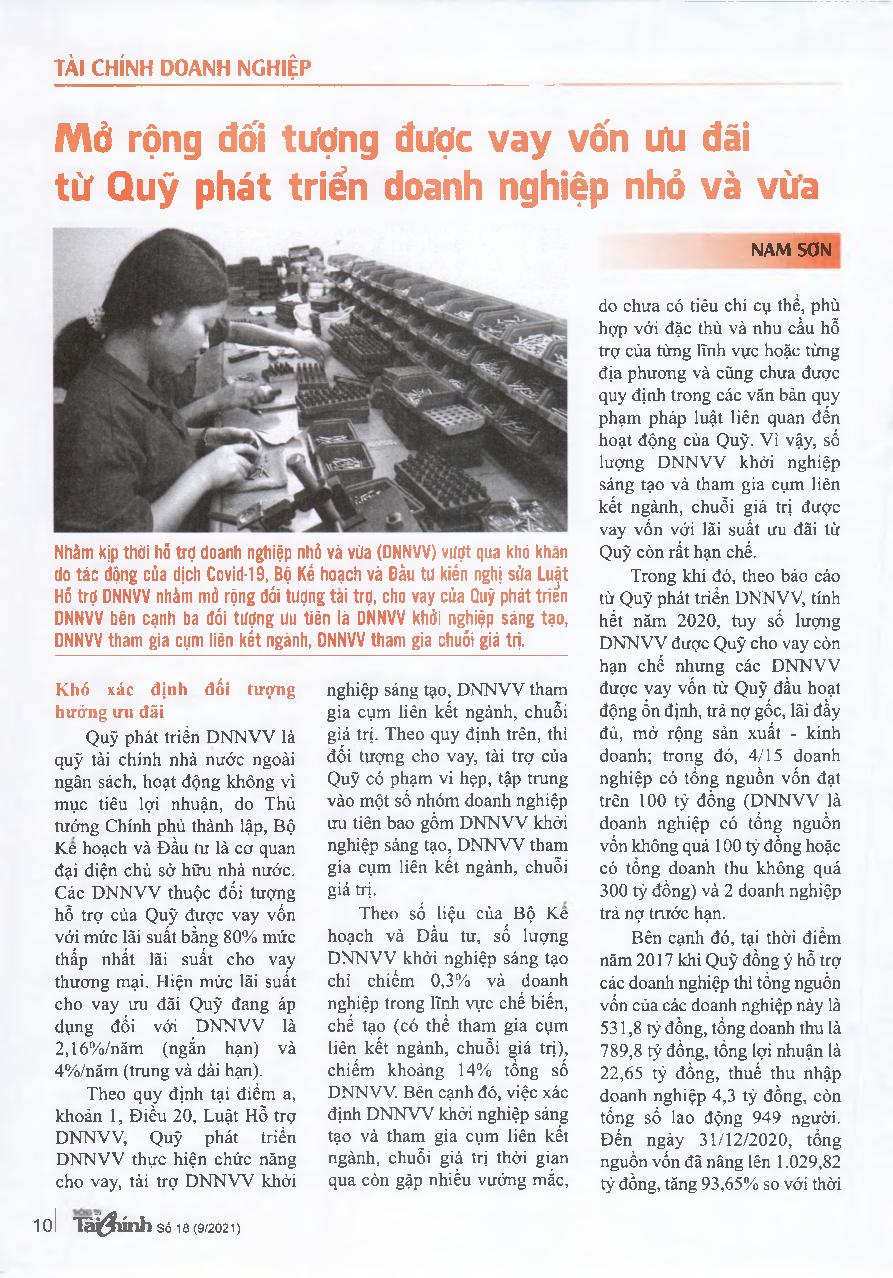 Mở rộng đối tượng được vay vốn uư đãi từ Quỹ phát triển doanh nghiệp nhỏ và vừa