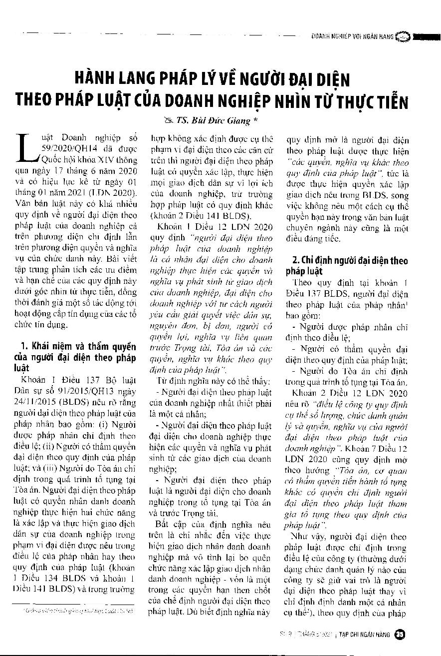 Hành lang pháp lý về người đại diện theo pháp luật của doanh nghiệp nhìn từ thực tiễn