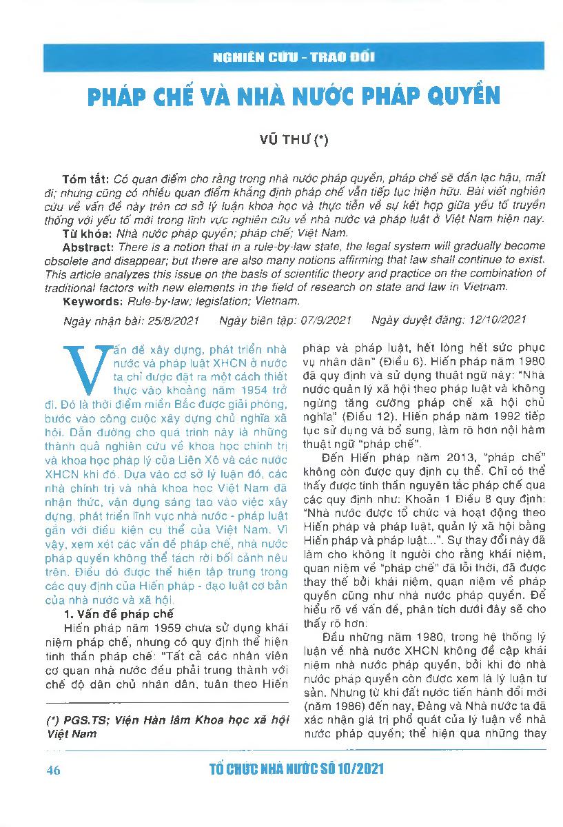 Pháp chế và nhà nước pháp quyền