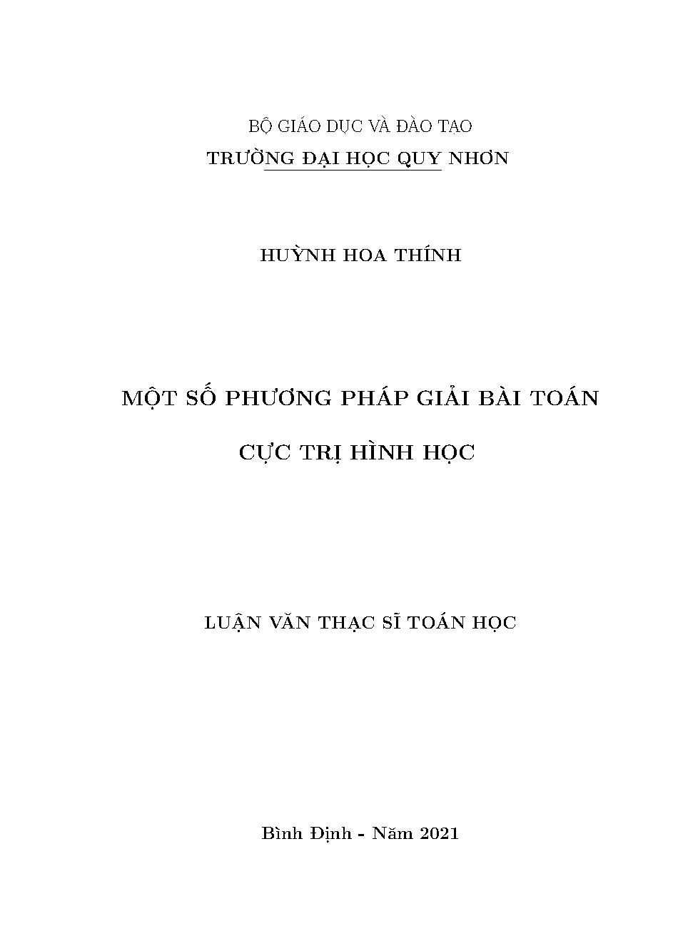 Một số phương pháp giải bài toán cực trị hình học