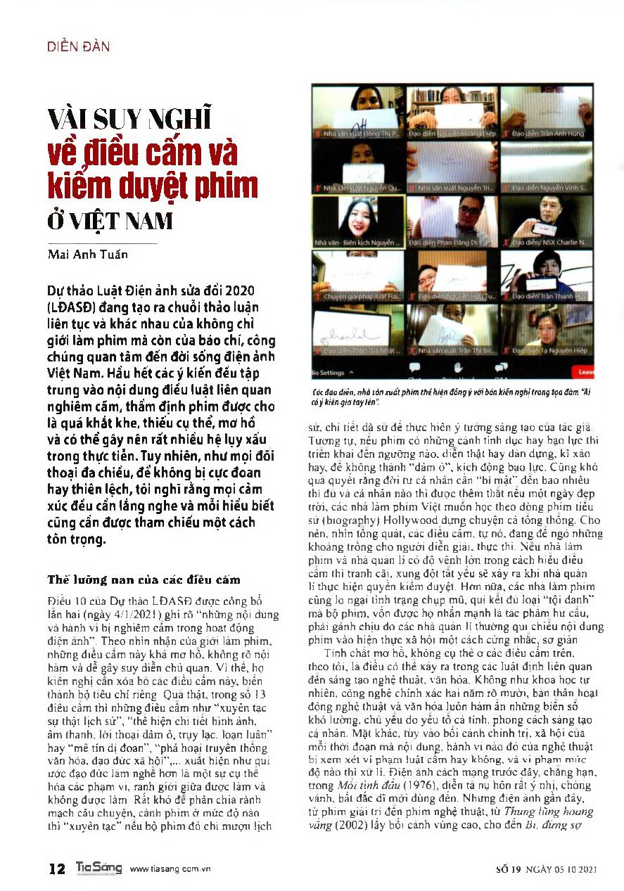 Vài suy nghĩ về điều cấm và kiểm duyệt phim ở Việt Nam