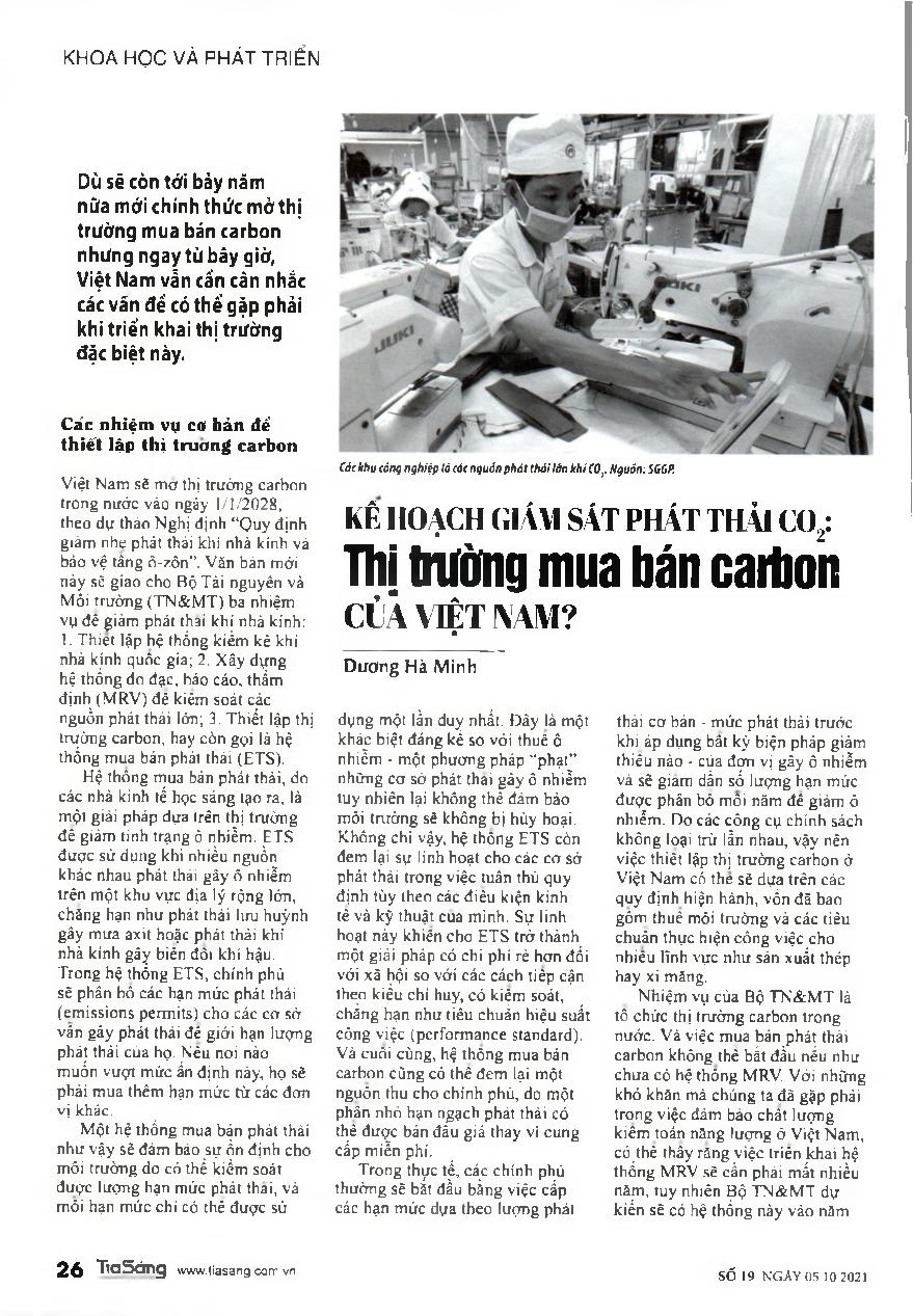 Kế hoạch giám sát phát thải CO2: Thị trường mua bán carbon của Việt Nam?