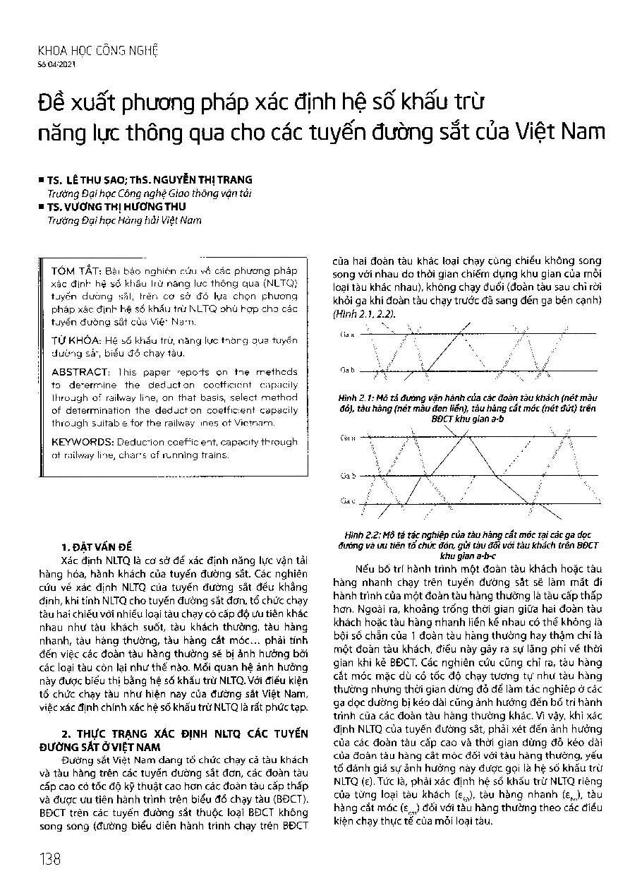 Đề xuất phương pháp xác định hệ số khấu trừ năng lực thông qua cho các tuyến đường sắt của Việt Nam
