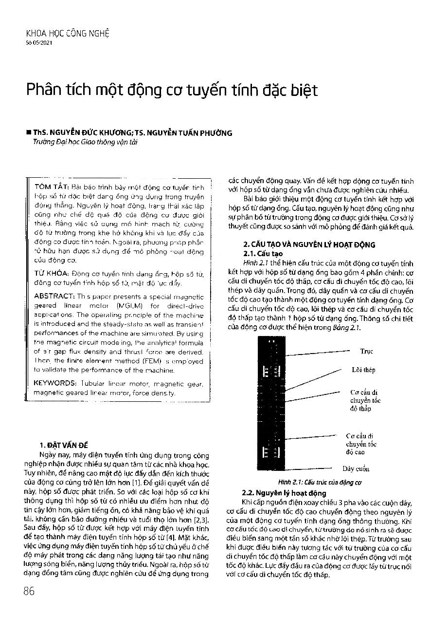 Phân tích một động cơ tuyến tính đặc biệt