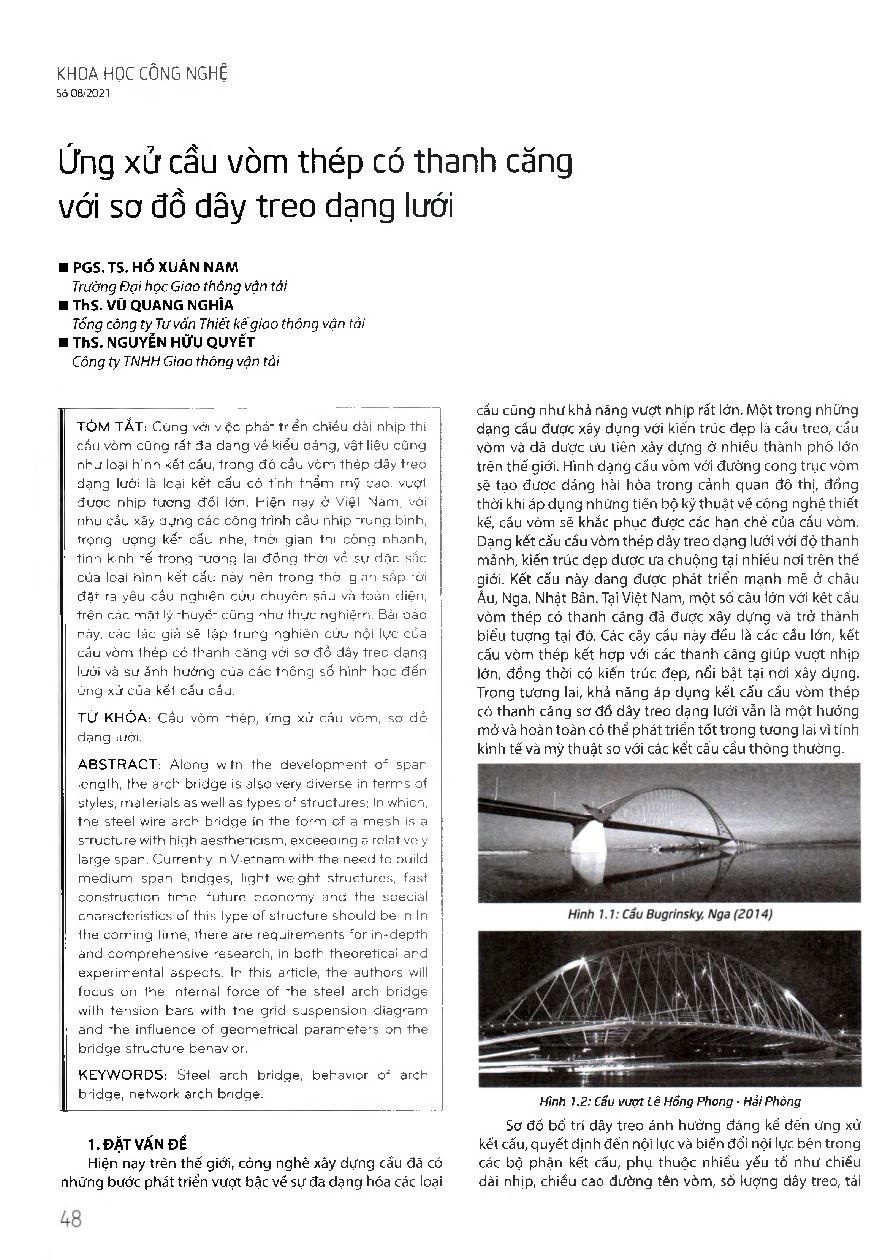 Ứng xử cầu vòm thép có thanh căng với sơ đồ dây treo dạng lưới