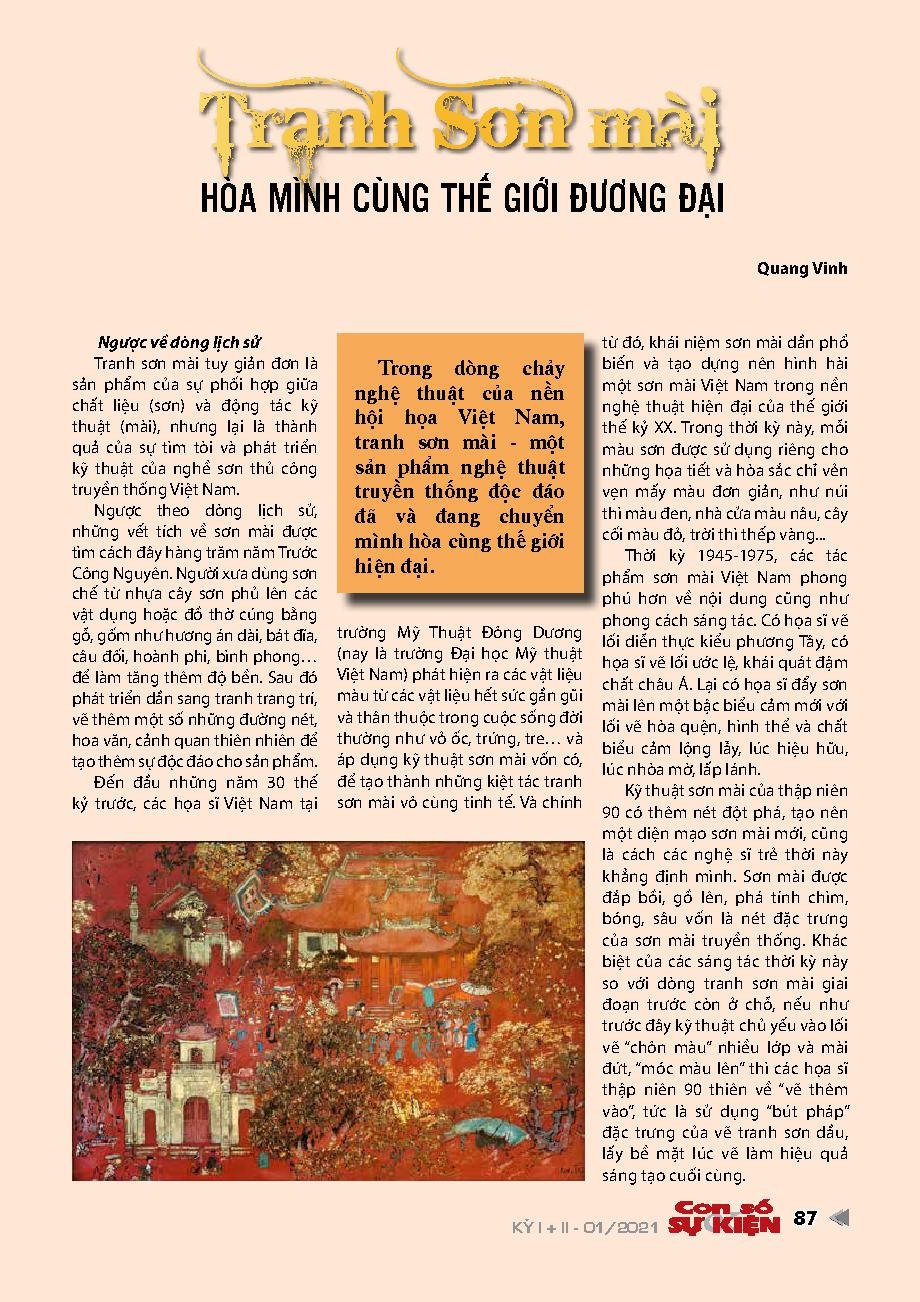 Tranh sơn mài hòa mình cùng thế giới đương đại