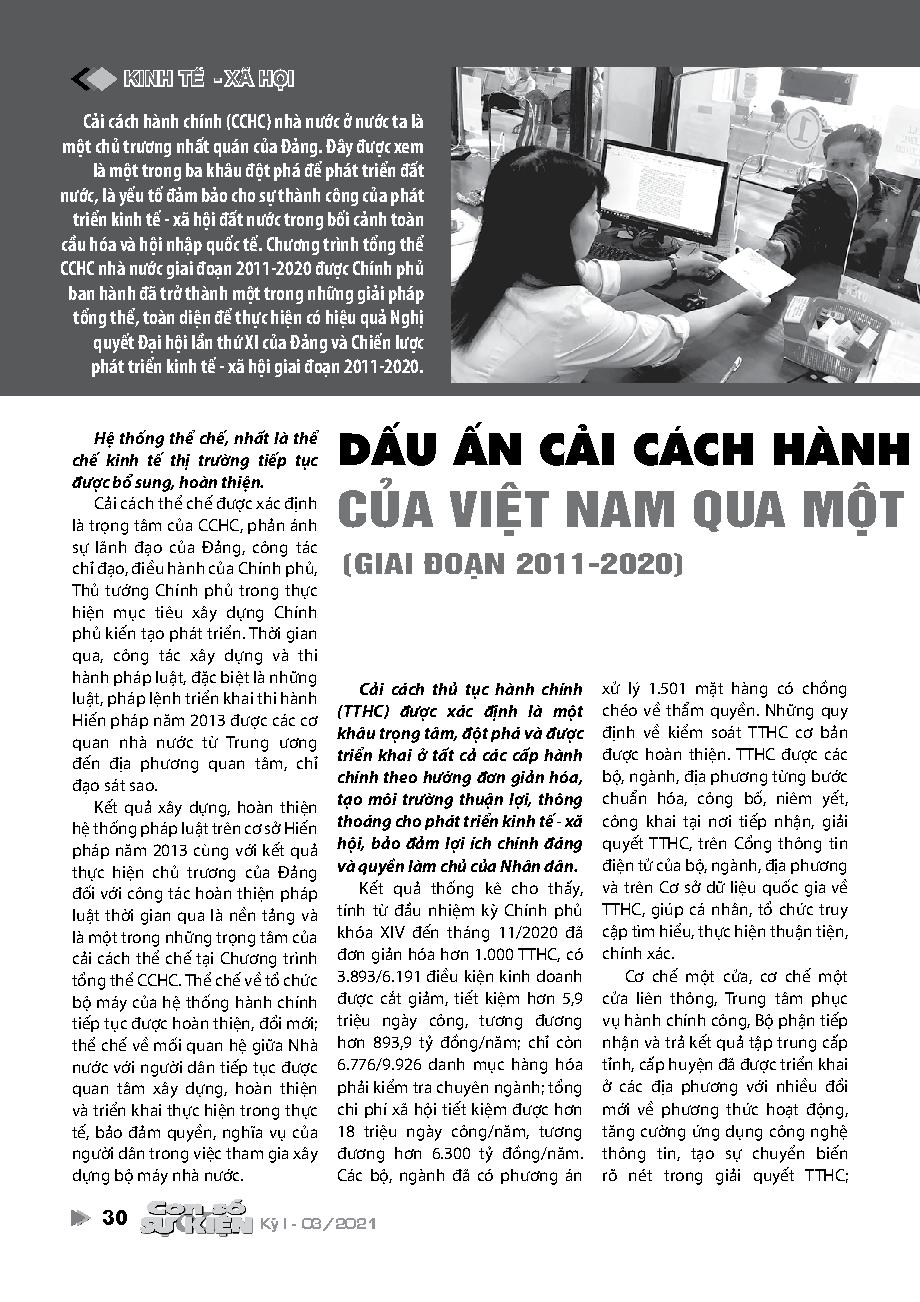 Dấu ấn cải cách hành chính của Việt Nam qua một thập kỷ (giai đoạn 2011-2020)