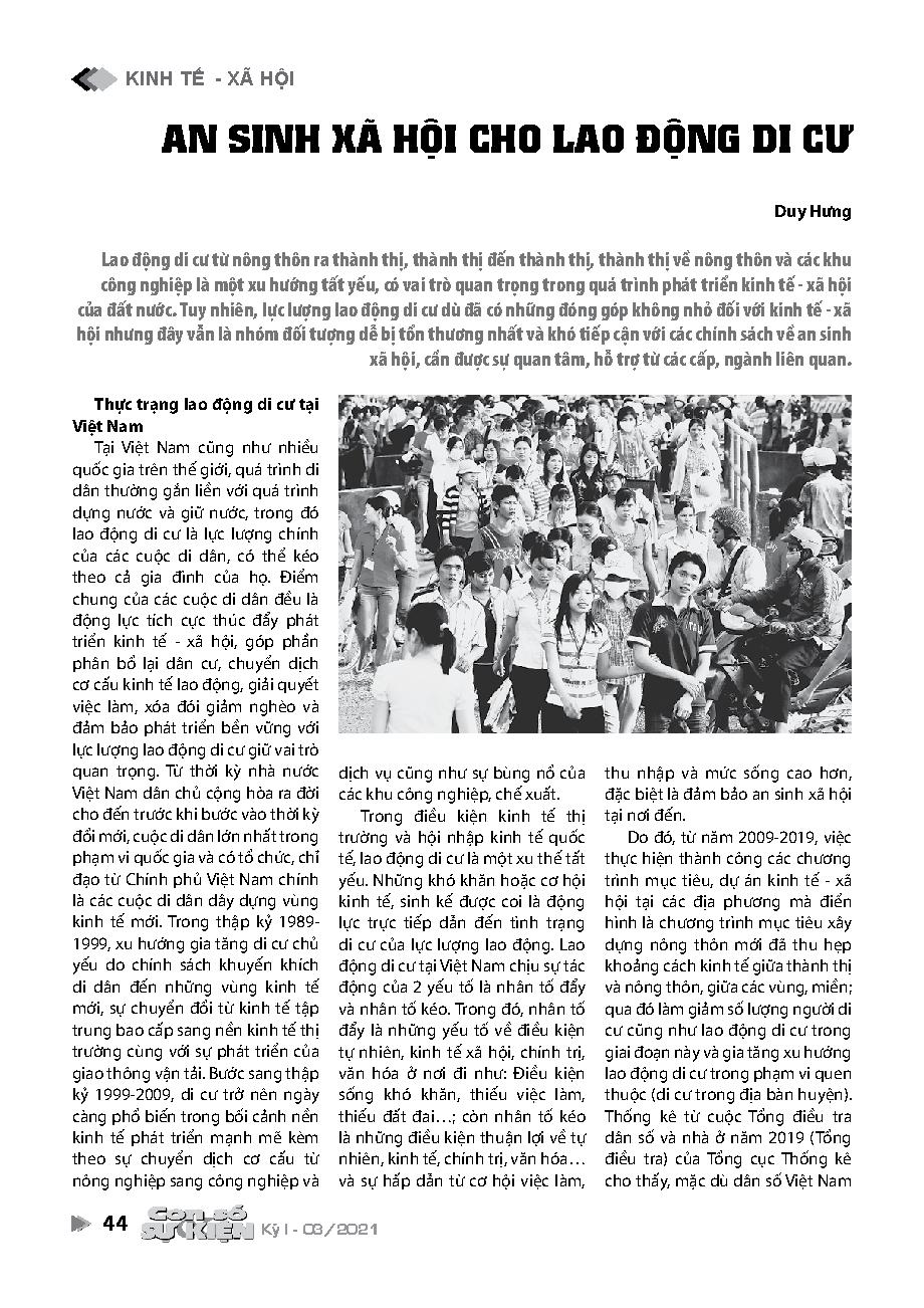 An sinh xã hội cho lao động di cư