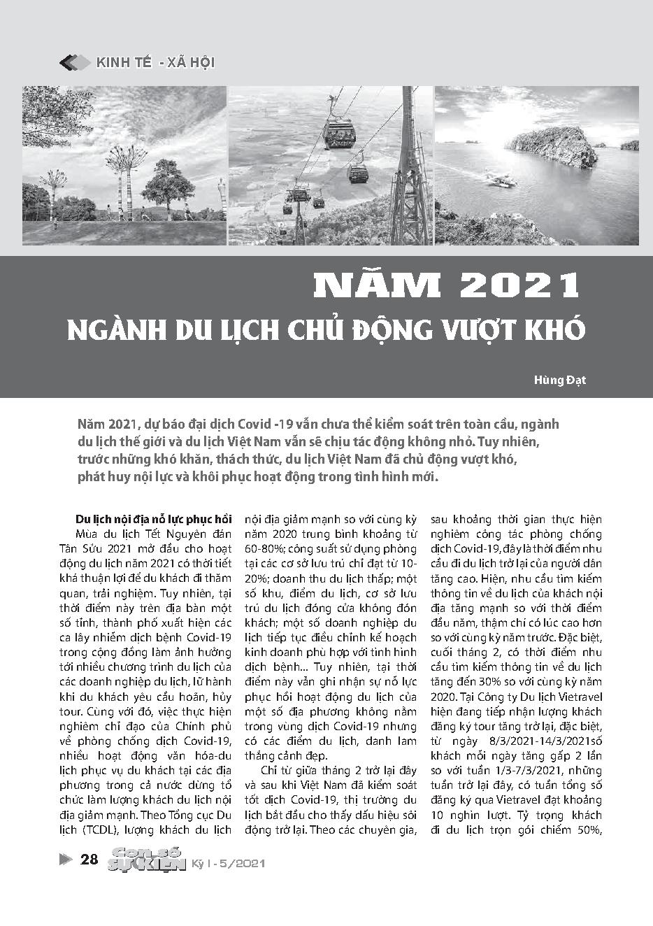 Năm 2021: Ngành du lịch chủ động vượt khó