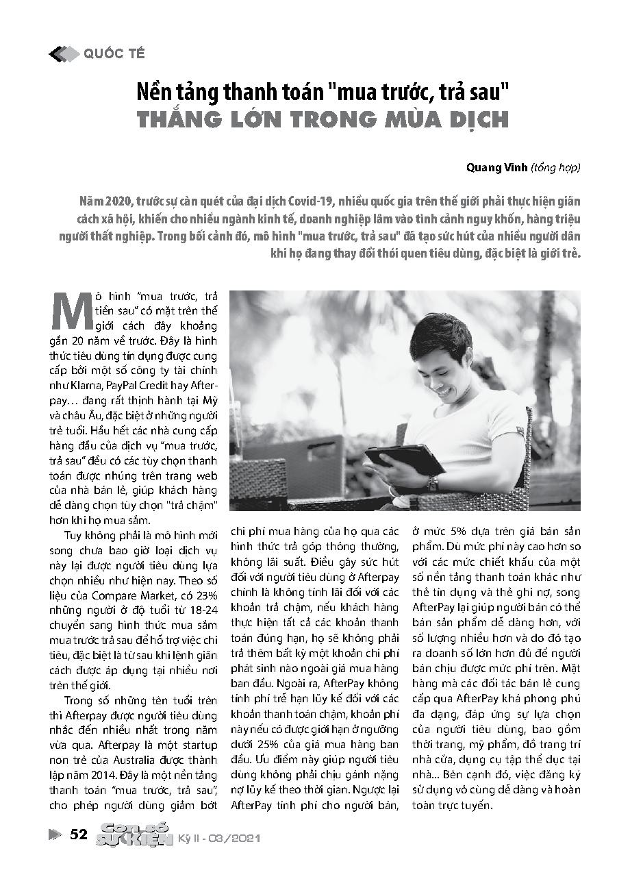 Nền tảng thanh toán "mua trước, trả sau" thắng lớn trong mùa dịch