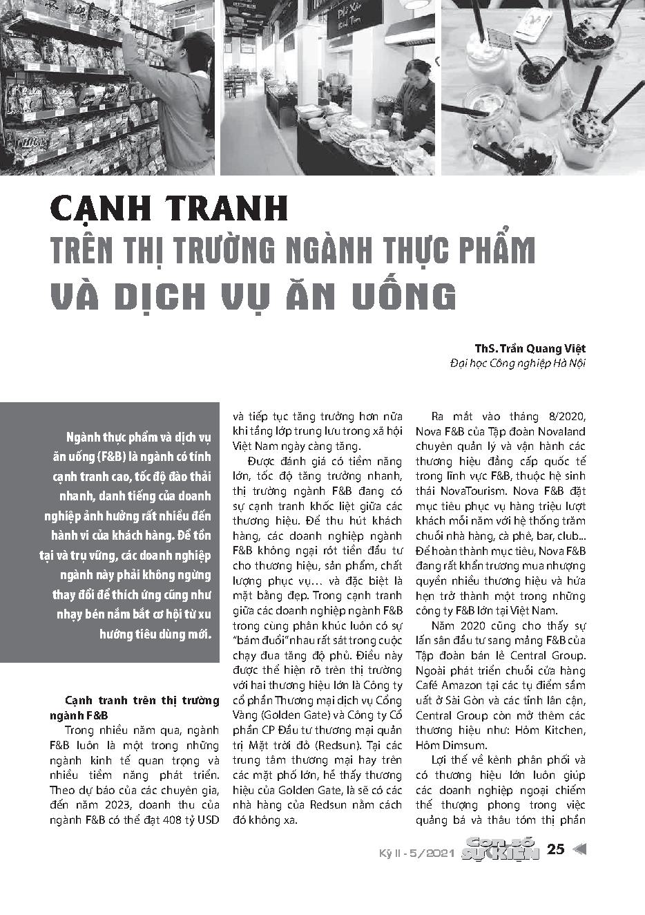 Cạnh tranh trên thị trường ngành thực phẩm và dịch vụ ăn uống