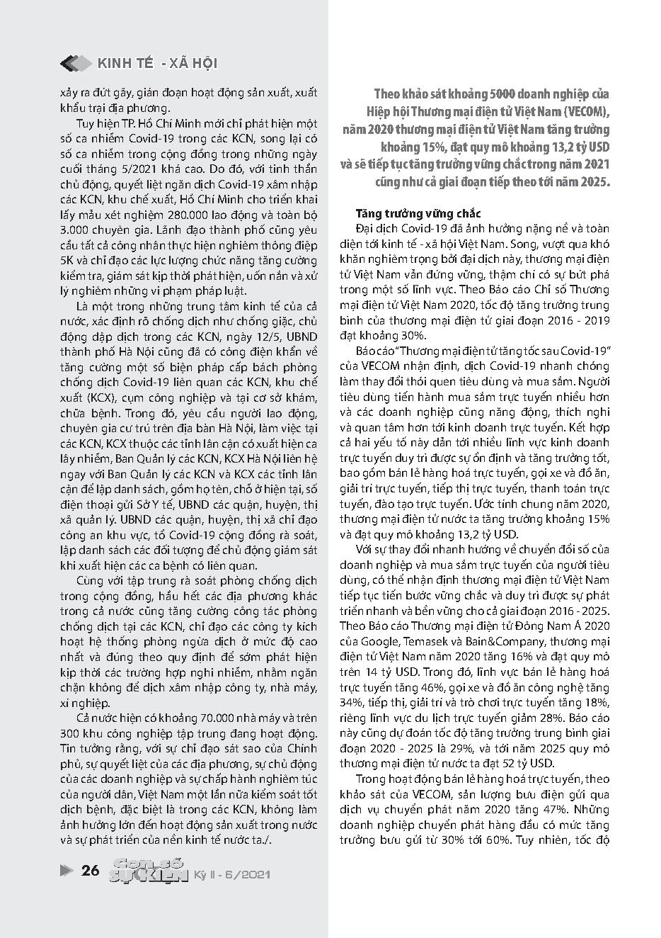 Thương mại điện tử Việt Nam năm 2021: Tiếp tục tăng trưởng vững chắc