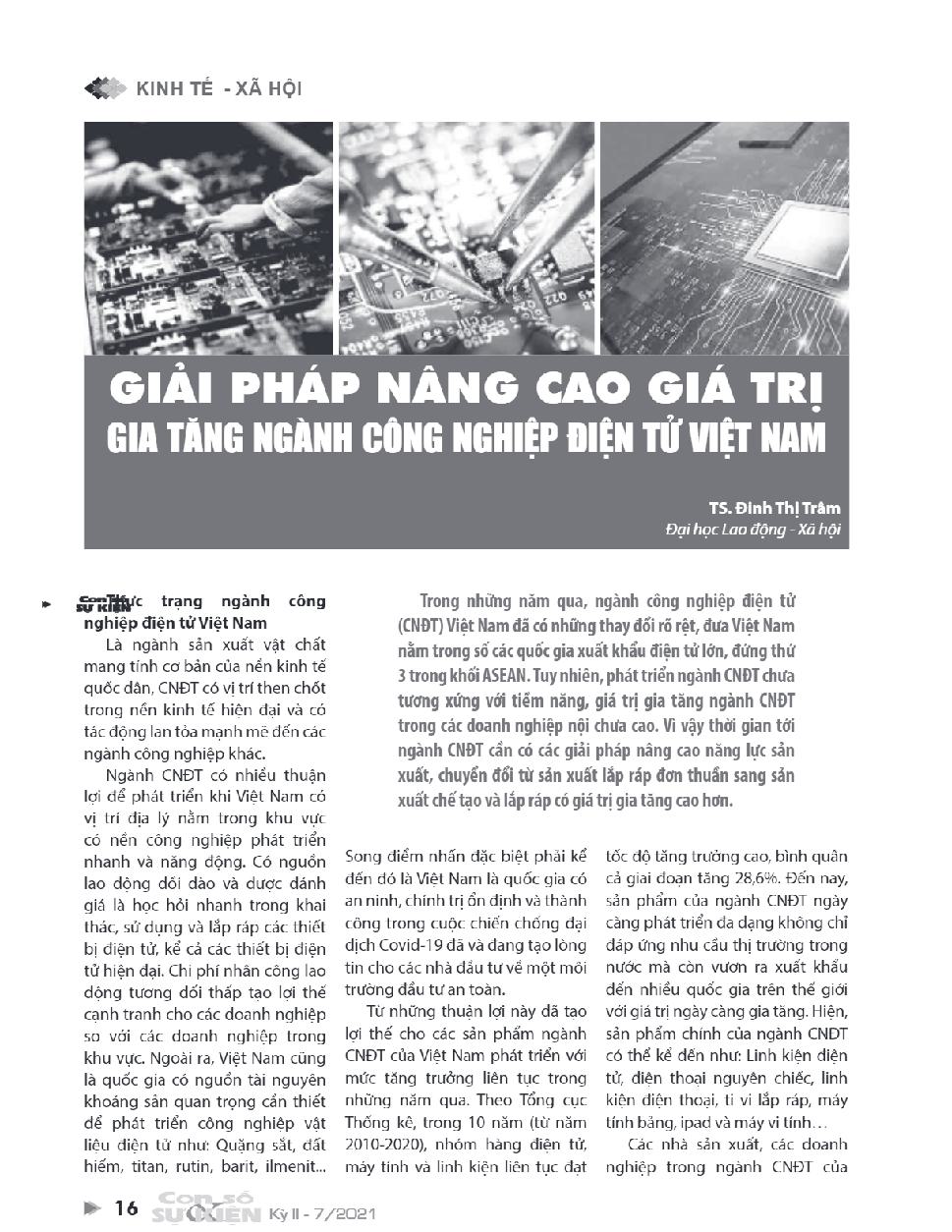 Giải pháp nâng cao giá trị gia tăng ngành công nghiệp điện tử Việt Nam