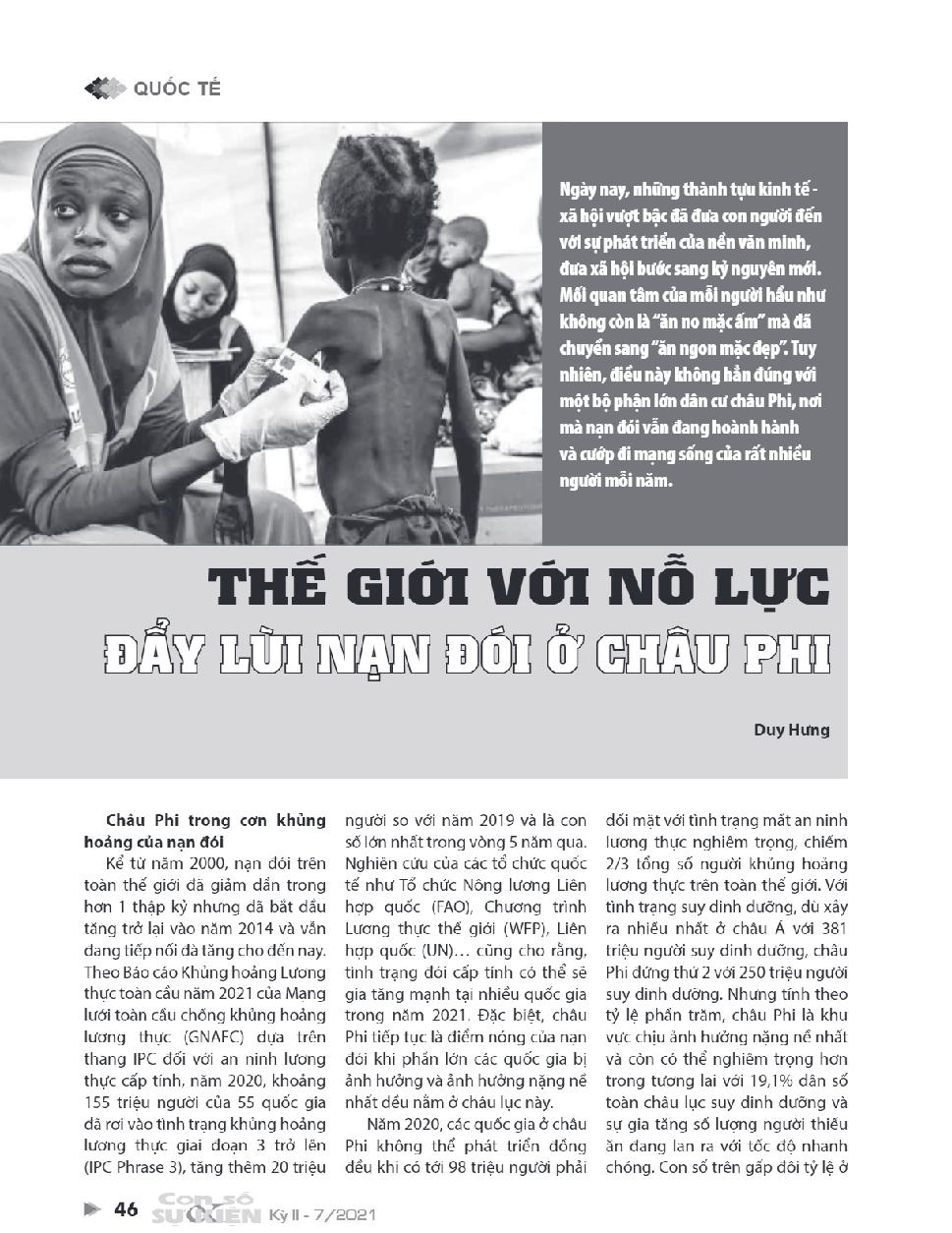 Thế giới với nỗ lực đẩy lùi nạn đói ở Châu Phi