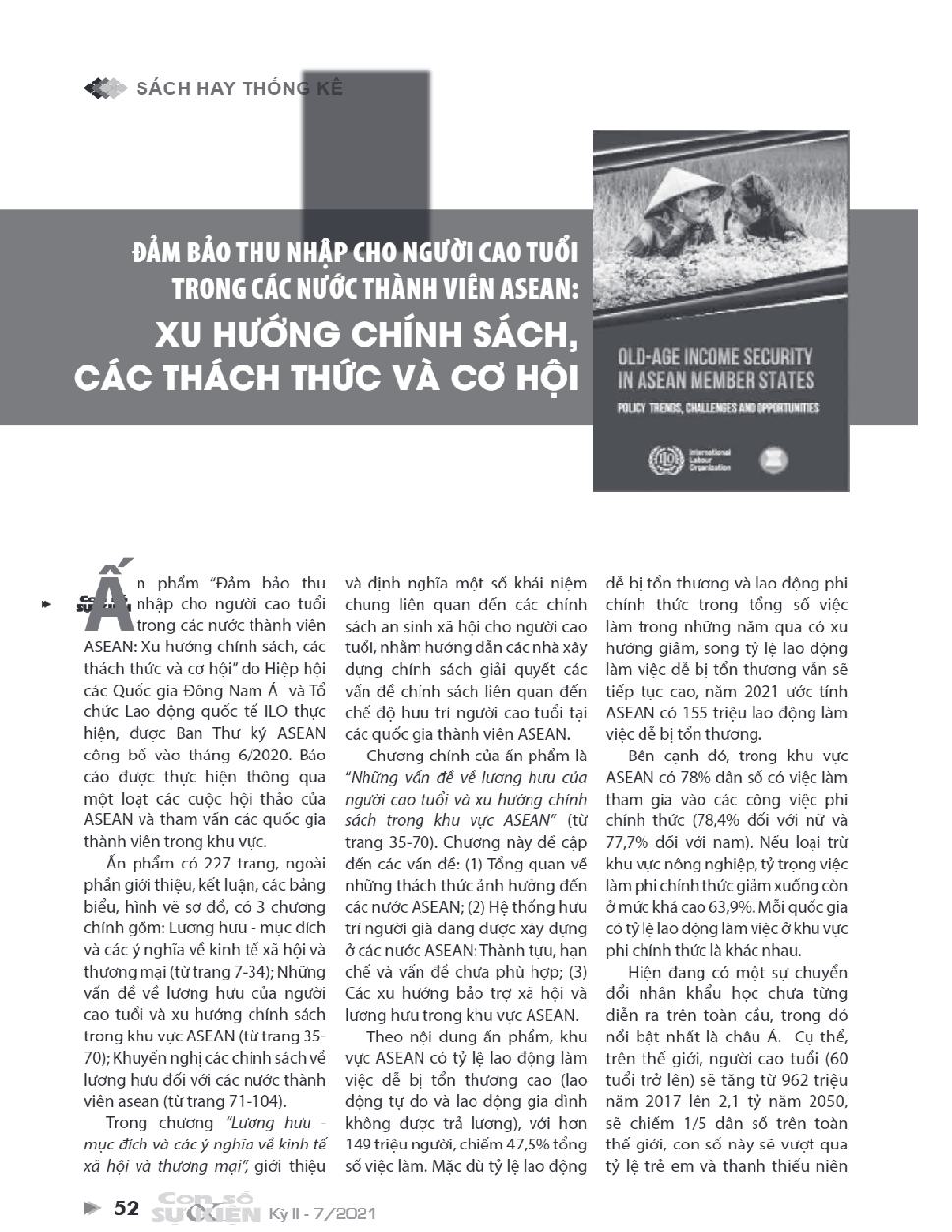Đảm bảo thu nhập cho người cao tuổi trong các nước thành viên ASEAN: Xu hướng chính sách, các thách thức và cơ hội